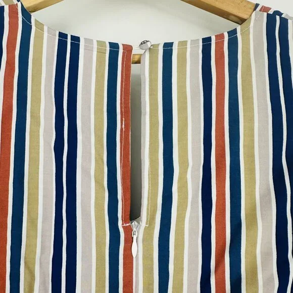 Cotton Bleu Multi Flutter Sleeve Striped Scarf Print V-neck Keyhole Maxi Dress S - Picture 10 of 13